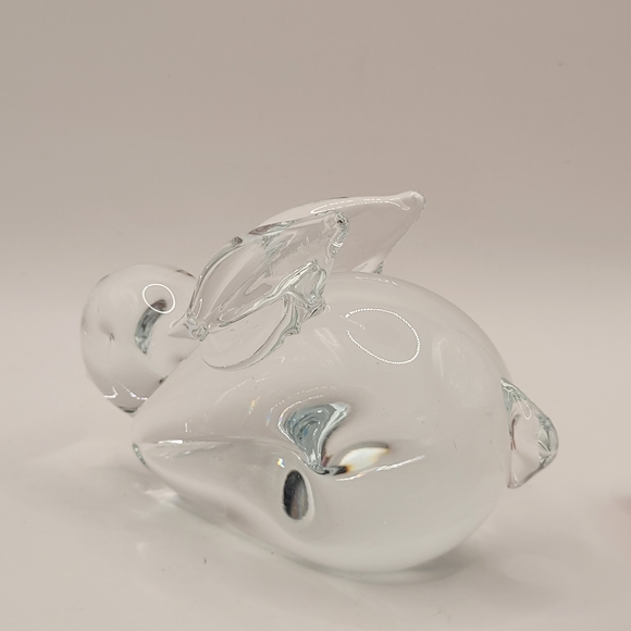 Vintage MCM Art Glass Crystal Bunny Rabbit Paperweight Figurine 4" x 3" - Picture 7 of 11